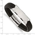 thumbnail image 3 of White Stainless Steel bracelet Men's Black 8.5 in Brushed and Polished Leather 8.5in ID, 3 of 3