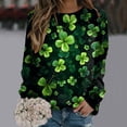 thumbnail image 4 of ASFGIMUJ Women St Pa Day T Shirts Crewneck Green Sweatshirt Raglan Sleeve Shirt Pullover Tops Loose Suitable Dressy Tops,Size M, 4 of 5
