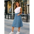 thumbnail image 2 of DARING DIVA Women's Button Front High Waist A-Line Midi Skirts L Light Blue, 2 of 6