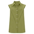 thumbnail image 5 of Womens Blouses Sleeveless Business Casual Tops Collared Solid Color Button Down Spring Summer Shirts, 5 of 7