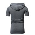 thumbnail image 4 of Moda hombre cárdigan bolsillo Casual con capucha Color puro camiseta manga corta blusa superior Fridja hkj1700, 4 of 6