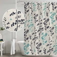 thumbnail image 5 of Aqua Grey Botanical Shower Curtain, Waterproof Shower Curtains for Bathroom, Rustic Country Spring Floral Summer Leafv Washable Fabric Bathtub Curtain Set Bath Decor with 12 Hooks Long 72"x84", 5 of 8
