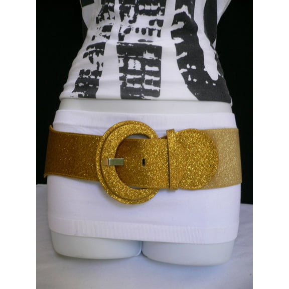 new women hip elastic waist sparkling gold trendy fashion glitter belt m l xl