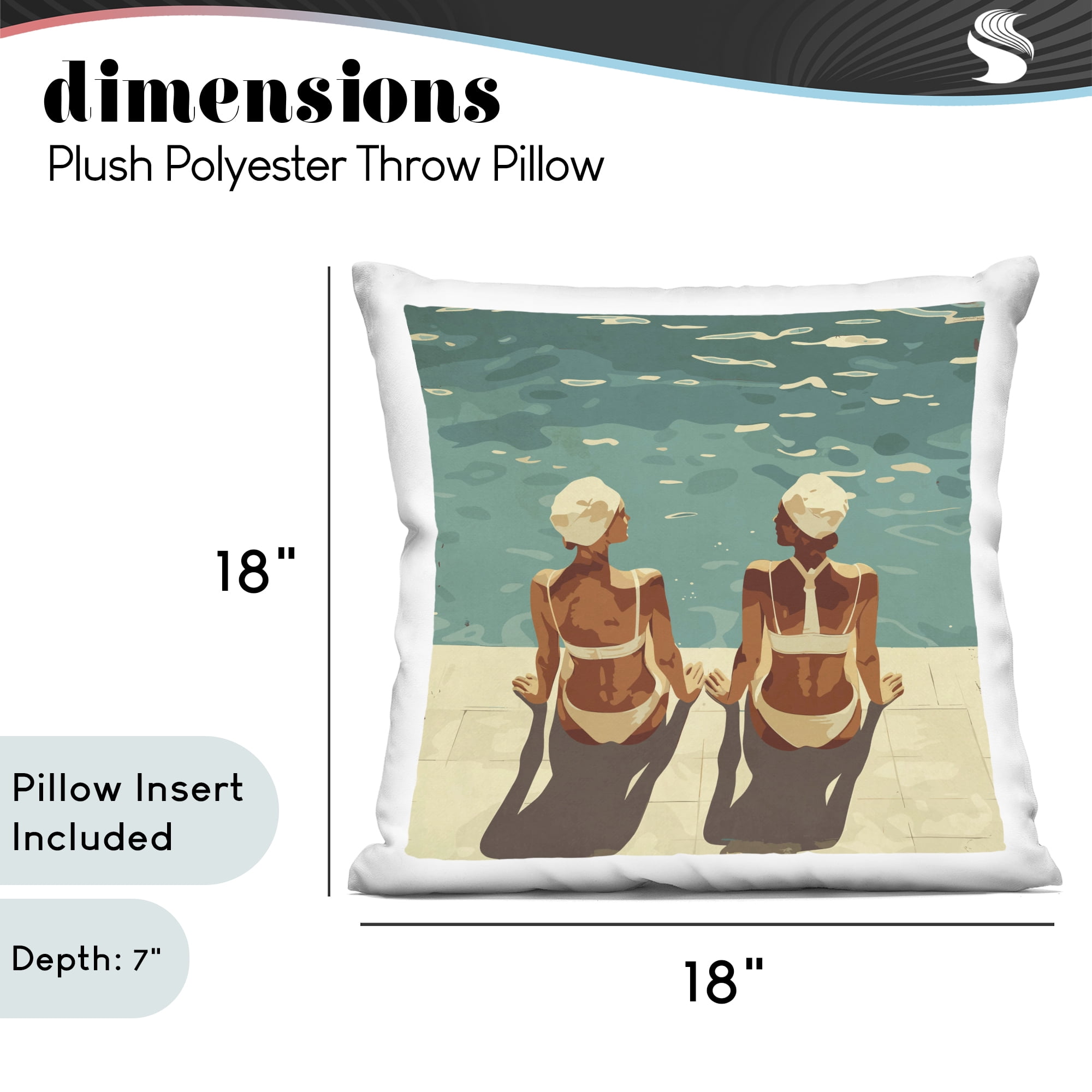 Stupell Industries Swimmer Friends Duo Decorative Printed Throw Pillow, design by Layla Oz