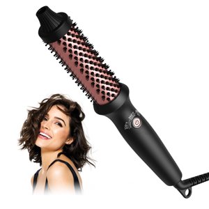 EGNMCR 1.25 Inch Curling Iron Brush DoublePTC Volumizing Brush Heated Round Brush Ceramic Tourmalines Ionic Curling Comb Curling iron