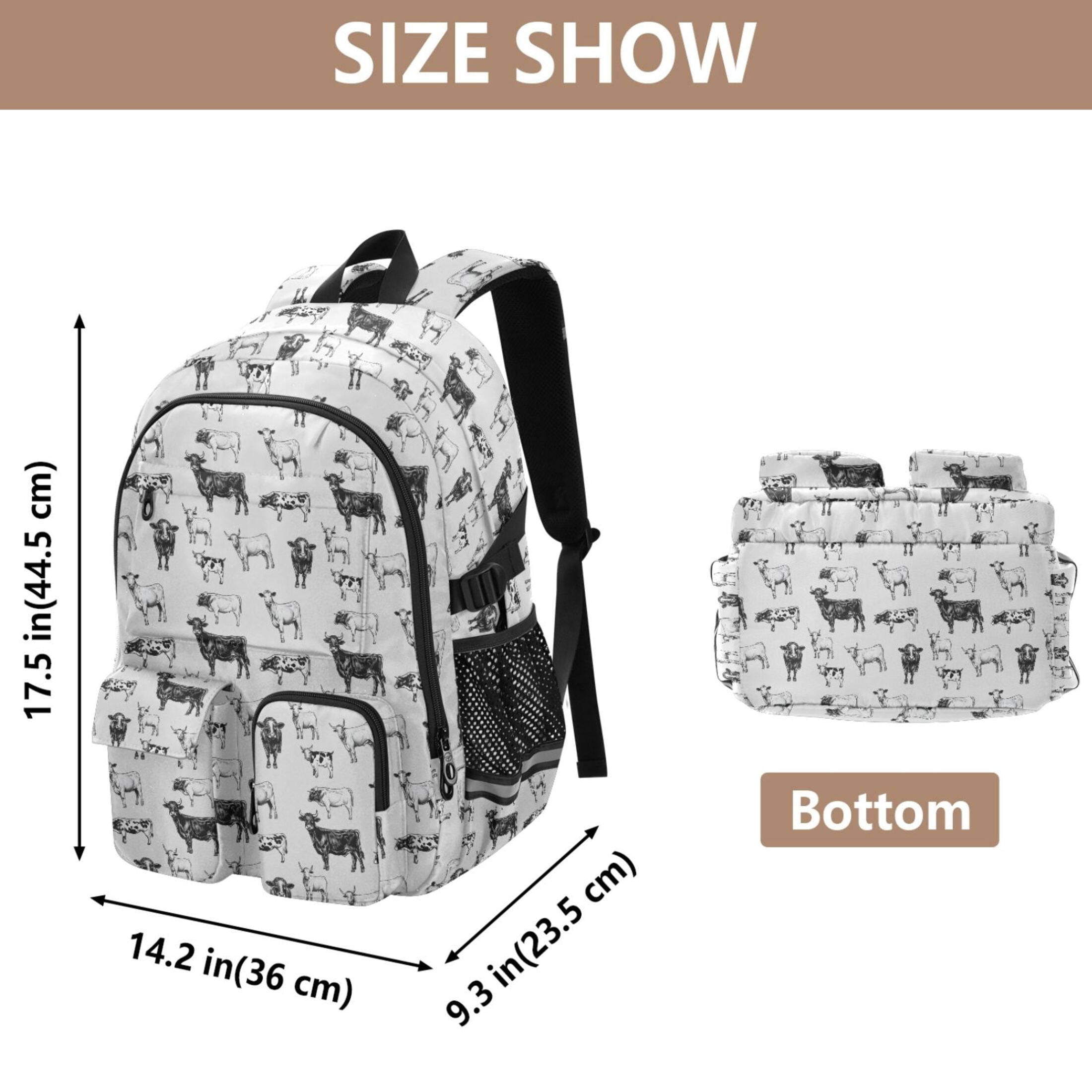ALAZA Retro Highland Cows Print Student Backpack School Bookbag Large Laptop Daypack Travel Bag
