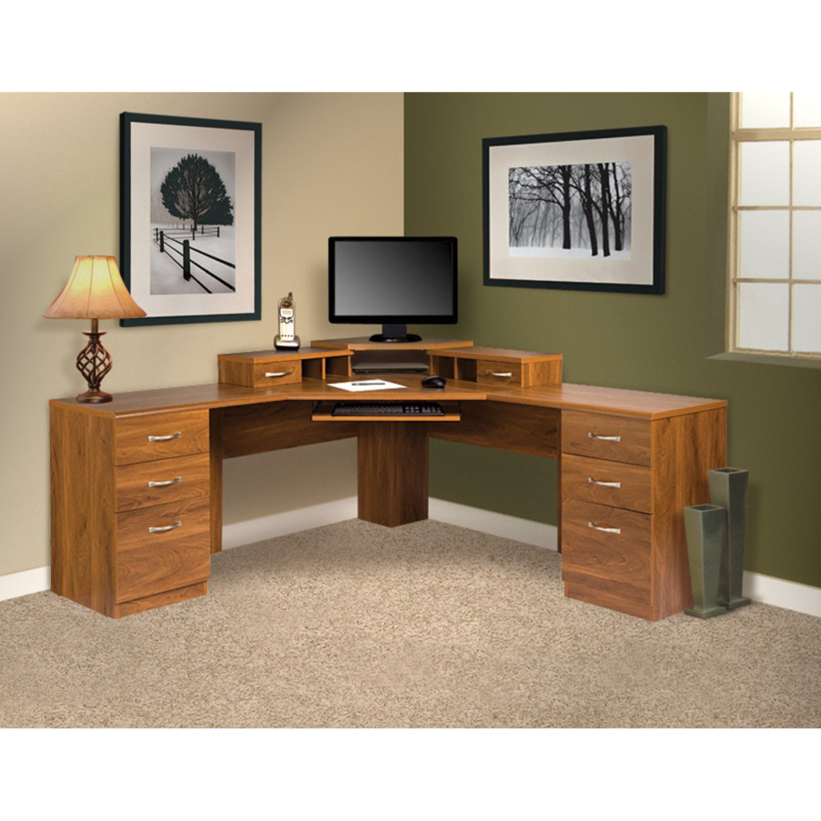 L Workcenter With Monitor Platform Home Office Desk Walmart Com