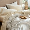 thumbnail image 6 of MooMee 100% Washed Cotton Sheet Set King Linen Like Textured Breathable Durable Soft Comfy 4pcs (Almond Milk Grey), 6 of 6