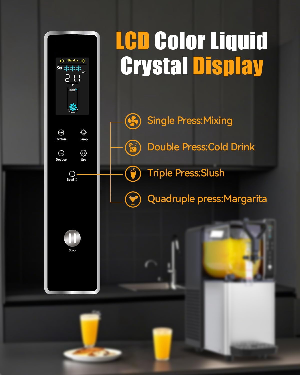 Slushy Machine for Home, No Ice Needed, 0.8 Gallons Slushie Maker with Food-Grade Tank & Smart Control for Slushy Margaritas Daiquiri & Frozen Drinks, Smoothie Maker for Birthday Party Kitchen