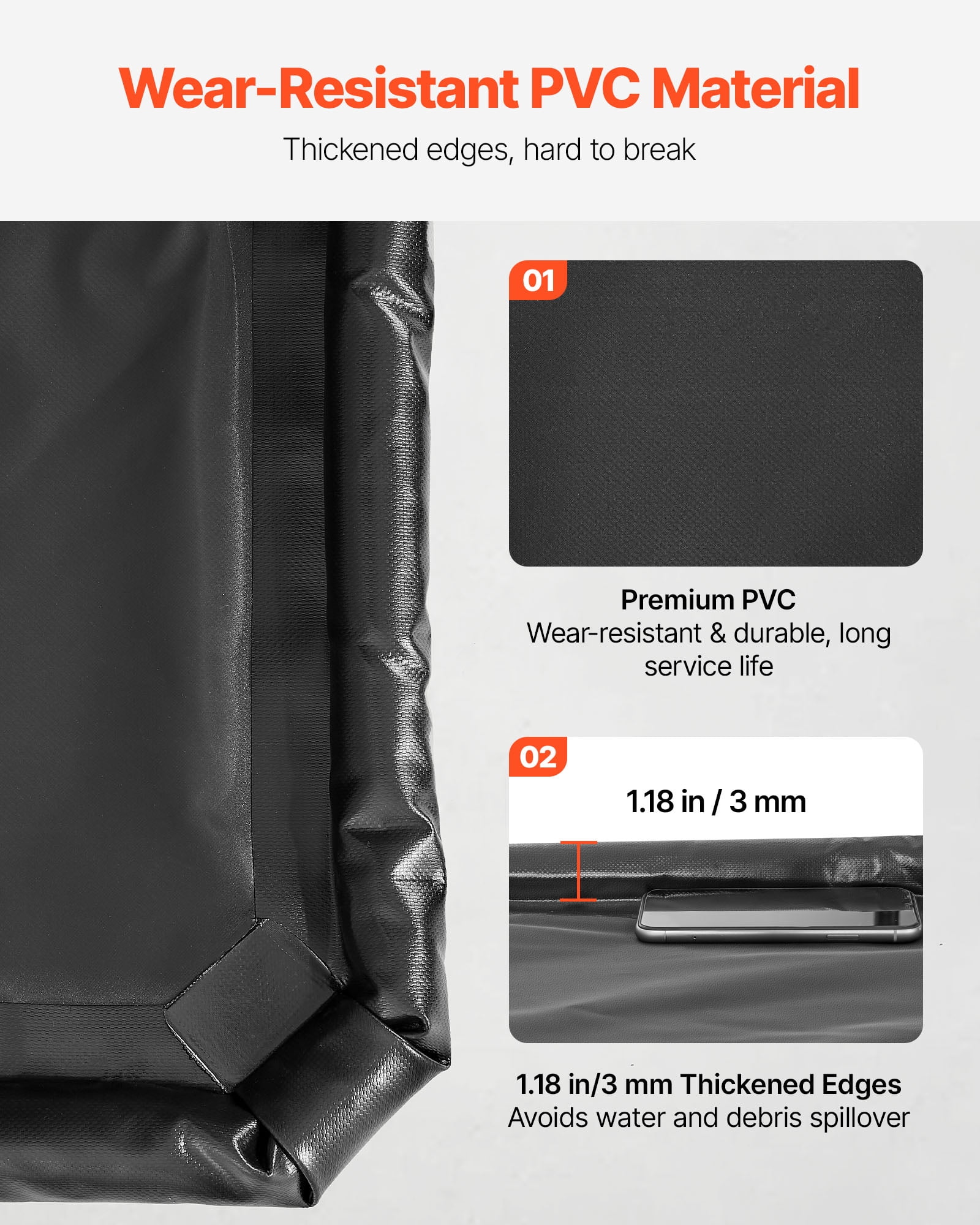 VEVOR Containment Mat, 7 ft 9 in x 18 ft, Non-Slip PVC Garage Floor Mat with a Cleaning Squeegee, Heavy Duty Durable Waterproof Containment Protection from Snow, Rain and Mud for Cars Parking, Black