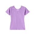 thumbnail image 5 of MKOSPLRT Kids Girls Ballet Tops Short Sleeve Crew Neck Mesh Crop Dance Shirts for Leotards Classic Gymnastics Purple 3-4 Years, 5 of 7