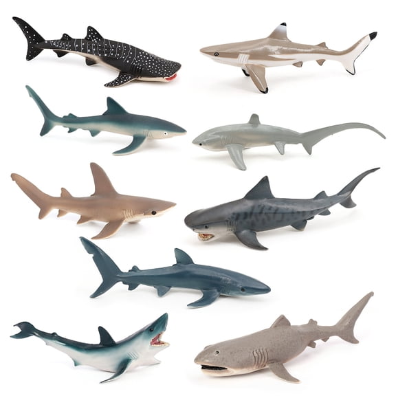 Shark Figures 9PCS Sea Creature Toys Figurines Cake Topper Decoration Christmas Birthday Gift