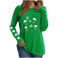 thumbnail image 2 of Uootdi St. Patrick's Day Sweatshirt for Women Irish Shamrock Round Neck Pullover Long Sleeve Shirts Leaf Clover Raglan Tops Gift, 2 of 6