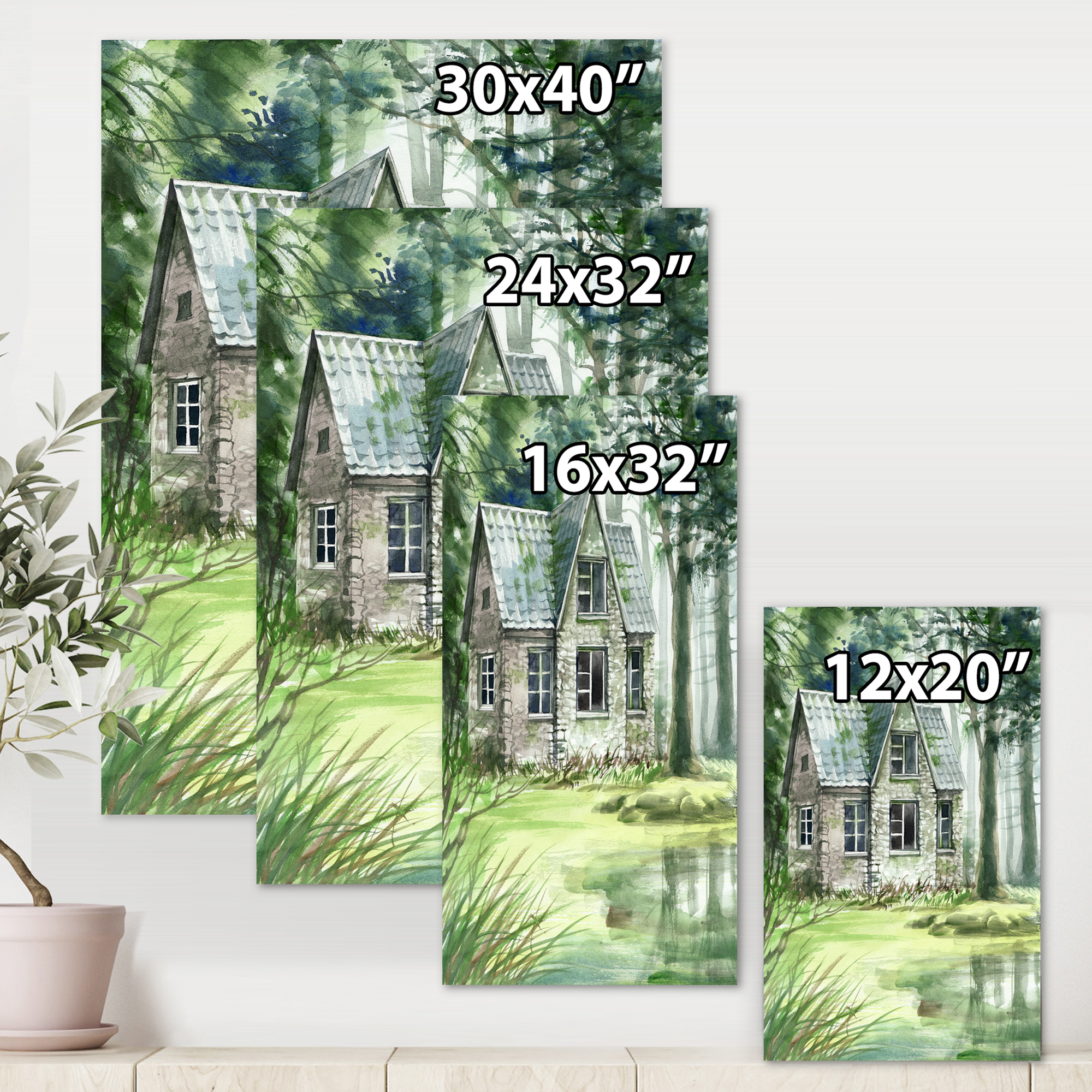 Designart ' Old Haunted House In The Pine Forest ' Lake House Canvas Wall Art Print