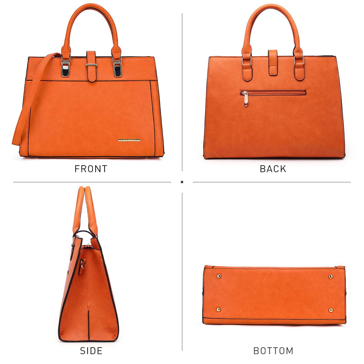 Women's Handbag Flap-Over Belt Shoulder Bag top Handle Tote Satchel Purse Work Bag W/Matching Wristlet