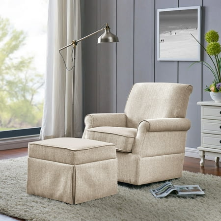 Handy Living Taupe Grey Linen Swivel Glider Square Back Armchair And Handy Living Taupe Grey Linen Swivel Glider Square Back Armchair And Ottoman