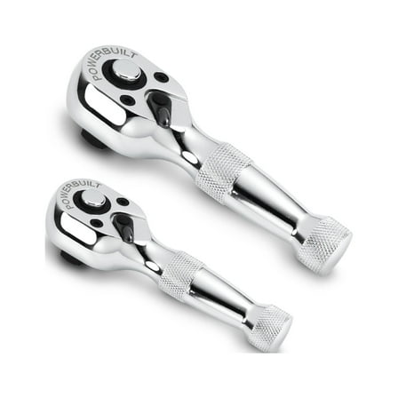 Powerbuilt 2 Piece 1/4 Inch and 3/8 Inch Drive 72 Tooth Stubby Ratchet Set - 640927