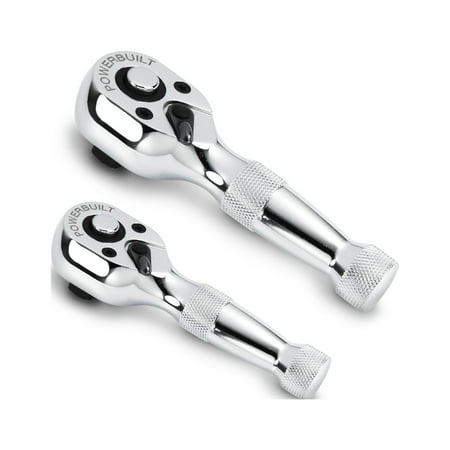 UPC: 0028907272542 | Powerbuilt 2 Piece 1/4 Inch and 3/8 Inch Drive 72 Tooth Stubby Ratchet Set – 640927