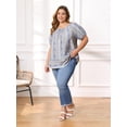 thumbnail image 2 of DARING DIVA Women's Plus Boho Floral Round Neck Puff Sleeve Blouse 1X Royal Blue, 2 of 6