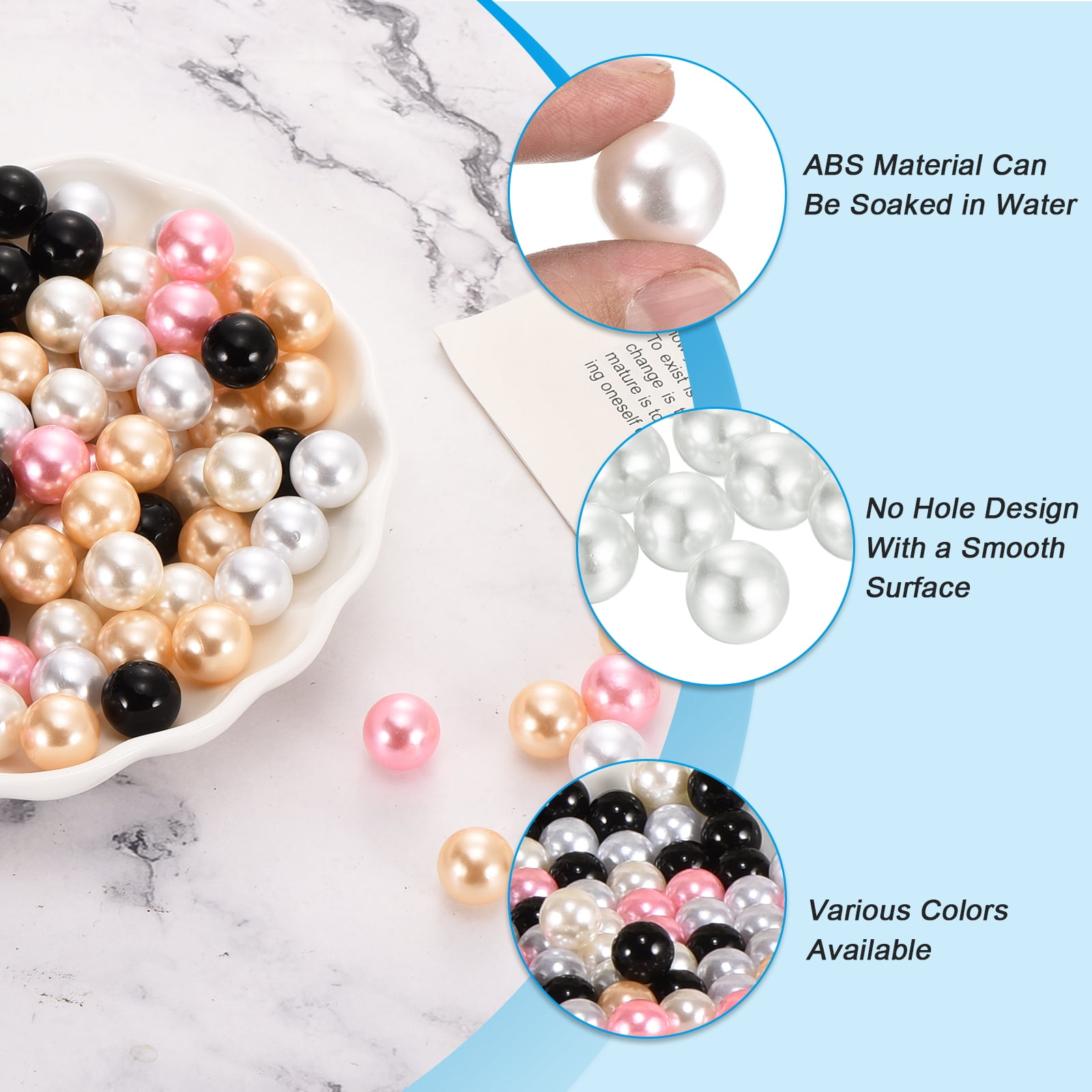 Uxcell 100pcs 18mm White Pearl Beads ABS Faux Pearls Vase Fillers 300g Ornament Filler for Crafts