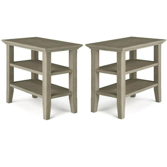 Home Square 2-Piece 14" Rectangle Transitional Narrow Side Table Set in Gray