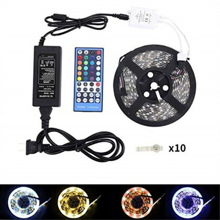

LED Strip Lights RGBW Led Strip Waterproof 12v 164ft (5M) 300LEDs SMD 5050 Warm White Plus RGB Light with 40Keys Remote Controller and 5A Power Supply (RGBWW)