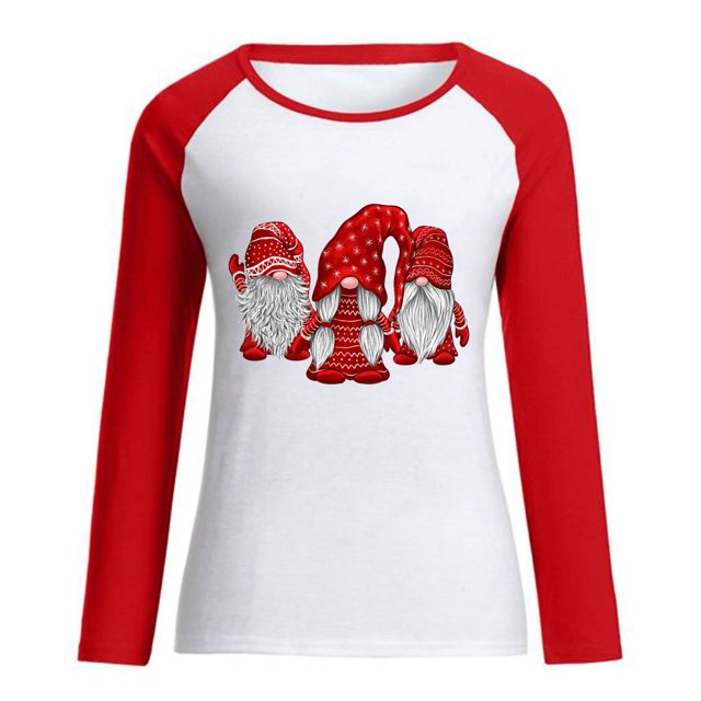 Camisas Navideñas Para Mujer, Camisetas de Manga Larga, Regalo de Temporada Navideña, Blusa Con Costuras A Juego Para Mujer Odeerbi ODB205545
