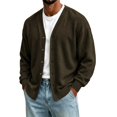 thumbnail image 2 of Mens V Neck Cardigan Zaewscy Men's V Neck Button Down Cardigan Long Sleeve Loose Casual Jacket Army Green1 XXXL, 2 of 6