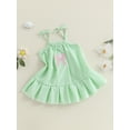 thumbnail image 5 of BemeyourBBs Toddler Baby Girls Baseball Dress Little Baby Girl Summer Dress 6 12 18 24 Months 2 3 4 Years Cute Baseball Embroidery Striped Print Sleeveless Tie up Strap Casual A-Line Dress, 5 of 9