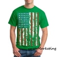 thumbnail image 2 of American Flag Vintage Print Design Men's T-Shirt Short Sleeve T-shirt Soft and Comfy Shirt, Lightweight Shirt Color Irish Green Medium, 2 of 3