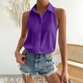 thumbnail image 2 of Women's Sleeveless Button Down Blouse Solid Casual Loose V Neck Tank Top For Wear, 2 of 2