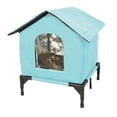 thumbnail image 3 of Casa para gatos al libre, refugio para gatos salvajes, aislante, resistente al viento, de tela Oxford, cálida, tienda de campaña para gatos, para L Azul, 3 of 10