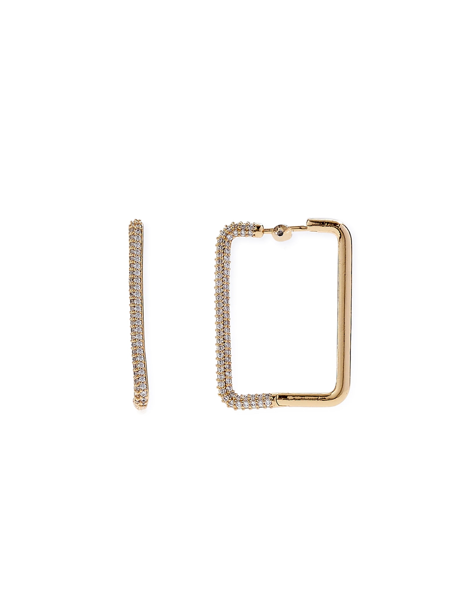 Scoop Women’s 14K Gold Flash-Plated Cubic Zirconia Square Hoop Earrings