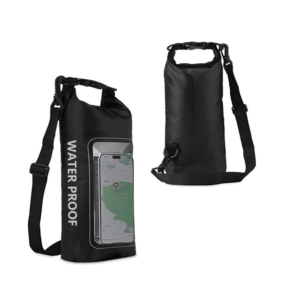 Mosiee 2L Waterproof Crossbody Bag Outdoor Swimming Pvc Dry Bag for Phone Beach Diving Black 2L