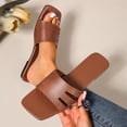thumbnail image 4 of Xucatan Women's Square Toe Slide Sandals, Faux Leather Flat Slippers with Thin Sole, Open Toe Casual Summer Shoes, Versatile Everyday Beach Footwear Gift, 4 of 9