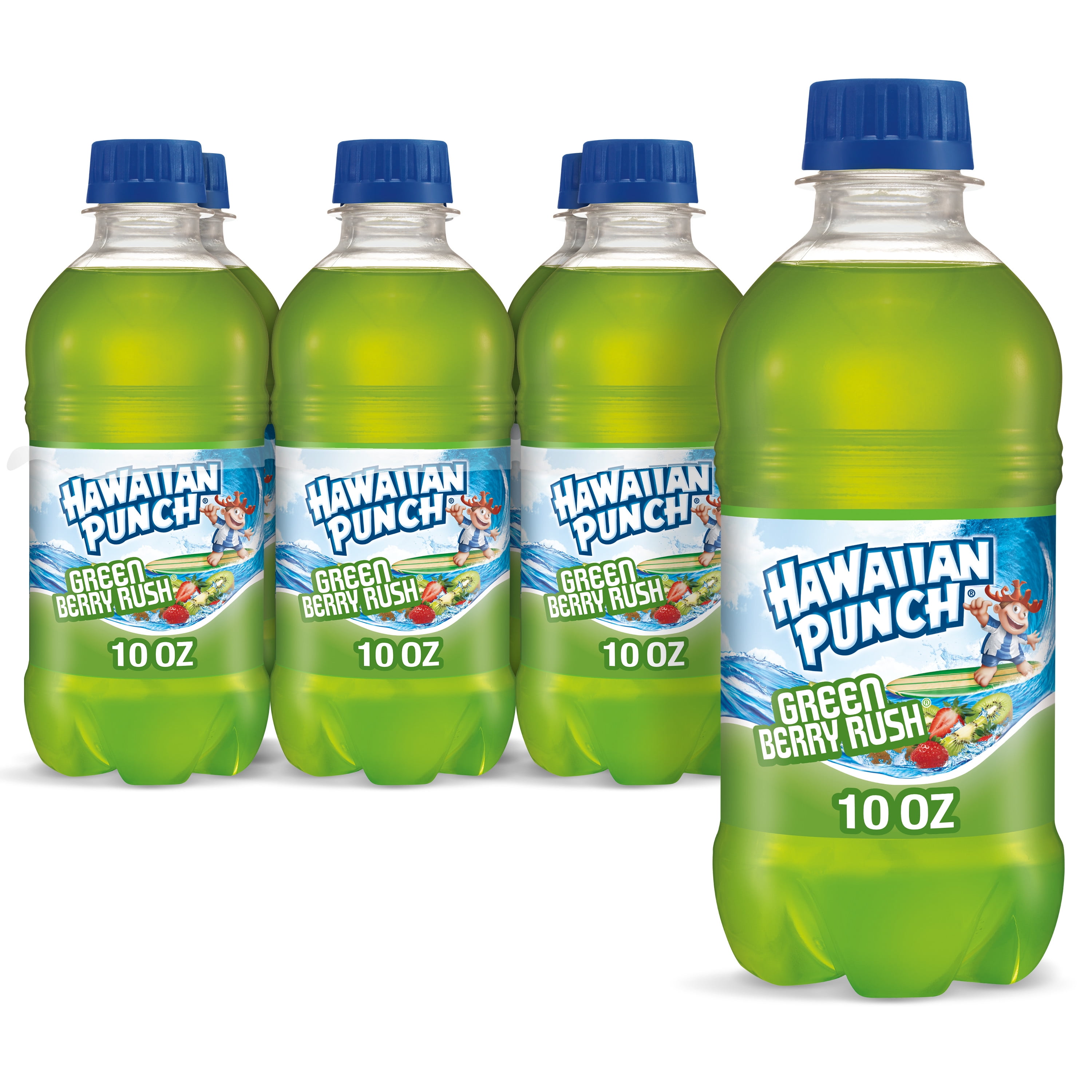Hawaiian Punch Green Berry Rush, Juice Drink, 10 fl oz bottles, 6 pack