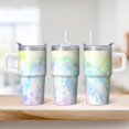 thumbnail image 2 of 20oz Insulated Geometric Textured Tumbler with Handle, Stainless Steel Double Wall Travel Coffee Mug, Leak Proof Lid Design, 2 of 5