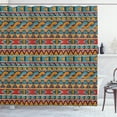 thumbnail image 1 of Ethnic Shower Curtain, Hand Drawn Style Pattern with Grunge Effect Abstract and Psychedelic Influences, Fabric Bathroom Set with Hooks, 69W X 70L Inches, Multicolor, by Ambesonne, 1 of 3