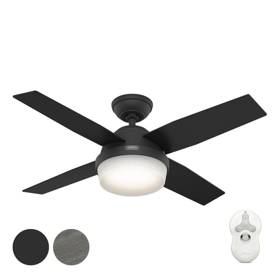 Restored Hunter Fan 44 inch Matte Black Finish Indoor Ceiling Fan with LED Light Kit and Remote Control (Refurbished)