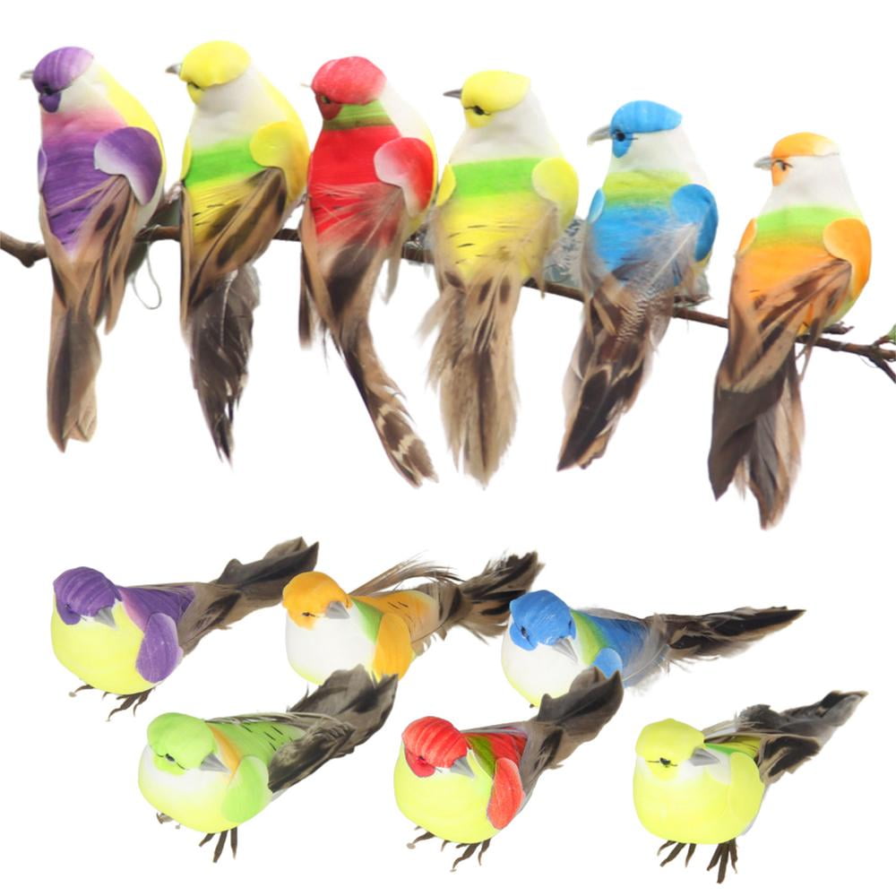 12x Colorful Artificial Bird Foam Feather Mini Craft Birds Home Garden Decor 
