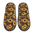 thumbnail image 1 of Balery Brown Blue Plaid Sunflower Pantuflas de Casa de Felpa Silenciosas con Diseño Estampado, Zapatillas Cómodas Antideslizantes de Algodón para Interior-Large, 1 of 8
