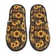 thumbnail image 1 of Fotbe Brown Blue Plaid Sunflower Pantuflas Peludas para Mujer con Estampado, Zapatillas de Peluche, Zapatos de Invierno para Casa, Uso Interior y Exterior-Large, 1 of 8