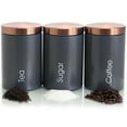 thumbnail image 2 of MegaChef Essential Kitchen Storage 3 Piece Sugar, Coffee and Tea Canister Set in Matte Gray, 2 of 4
