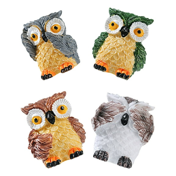 ELAYARD Charming Resin Owl Decor, Multi-Color, Versatile for Home and Garden, 4Pcs