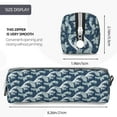 thumbnail image 3 of Pofeuu A Japanese Great Wave Print Leather Pencil Case, Leather Pencil Pouch Large Capacity, Big Pencil Pouch with Zipper Vintage Pen Bag Fountain Pen Holder, 3 of 7