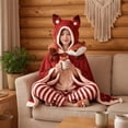 thumbnail image 3 of EANJE Anime Wearable Animal Blanket Hoodie for Adult Women Girls Oversized Hooded Blanket Super Soft Comfortable Warm Cape Cloak Wrap Red One Size, 3 of 3