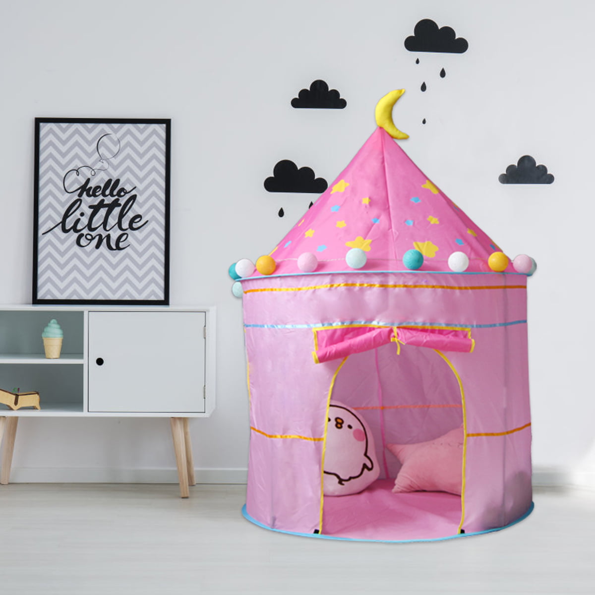 Children Portable Pop Up Play Tent Kids Girl Princess Castle Fairy Play House 