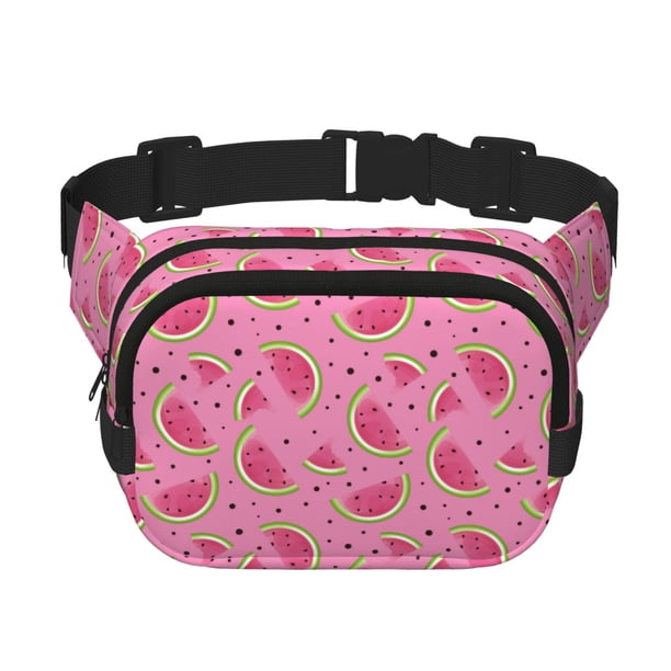 Fotbe Watermelon Cangurera Cuadrada con Estampado de Doble Capa, Bolsa de Cintura Ajustable Mini para Hombres y Mujeres