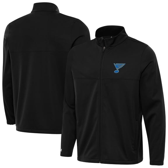 Men's Antigua Black St. Louis Blues Links 2 Full-Zip Golf Jacket