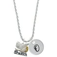 thumbnail image 1 of Delight Jewelry Silvertone Shalom with Dove Silvertone Script Initial Disc - O - Charm Necklace, 20"+3", 1 of 4
